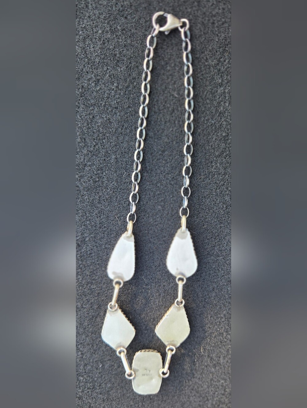BEAUTIFUL BLACK JACK TURQUOISE STERLING SILVER NAVAJO MADE NECKLACE - Picture 3 of 9
